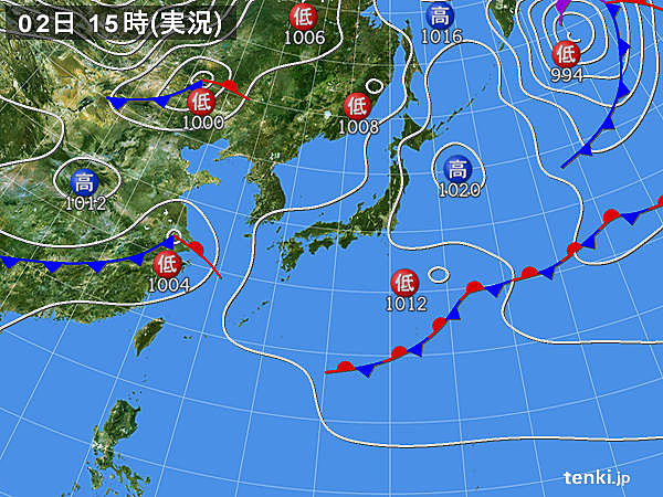 実況天気図(2015年05月02日)