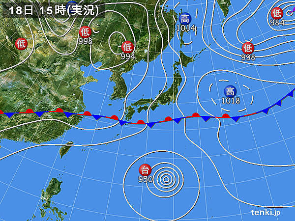 実況天気図(2015年05月18日)