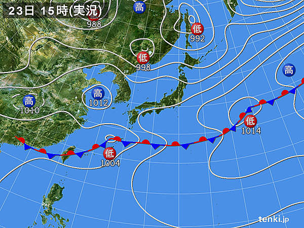 実況天気図(2015年05月23日)