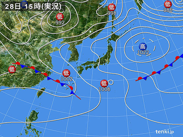 実況天気図(2015年05月28日)