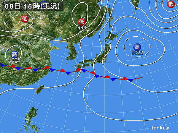 実況天気図(2015年06月08日)