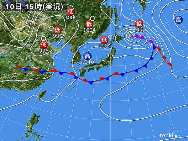 実況天気図(2015年06月10日)