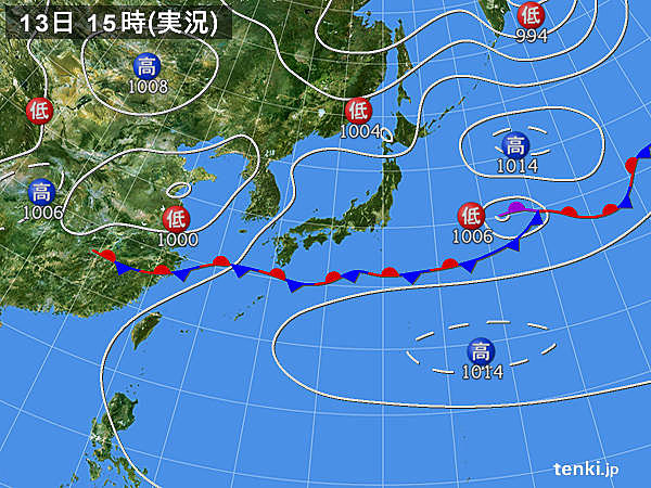 実況天気図(2015年06月13日)