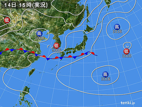 実況天気図(2015年06月14日)
