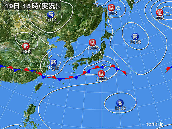 実況天気図(2015年06月19日)