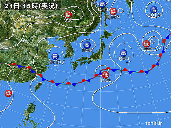 実況天気図(2015年06月21日)