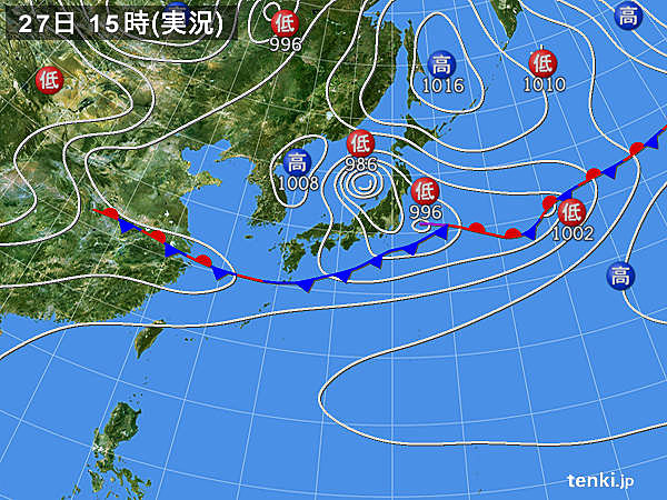 実況天気図(2015年06月27日)