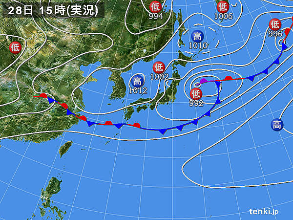 実況天気図(2015年06月28日)