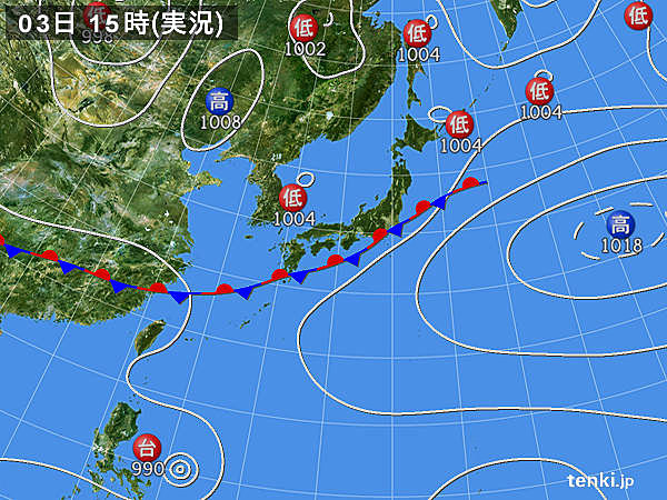 実況天気図(2015年07月03日)