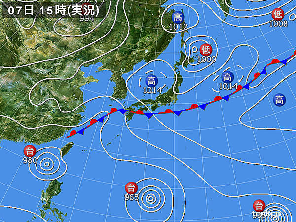 実況天気図(2015年07月07日)