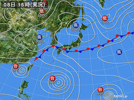 実況天気図(2015年07月08日)