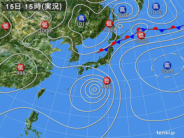 実況天気図(2015年07月15日)