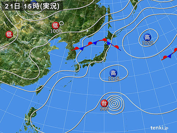 実況天気図(2015年07月21日)