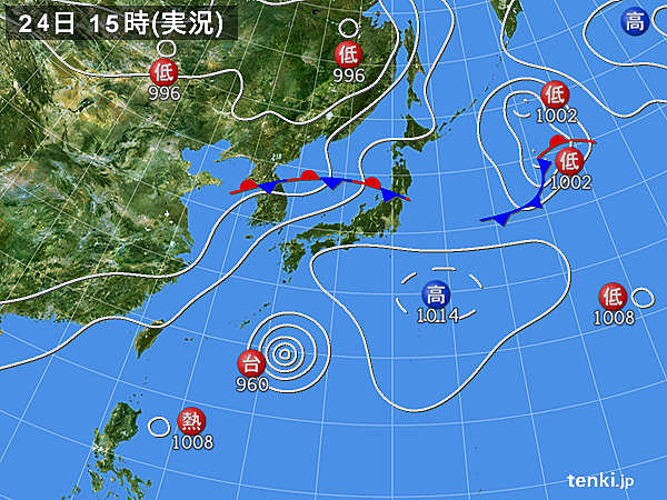 実況天気図(2015年07月24日)