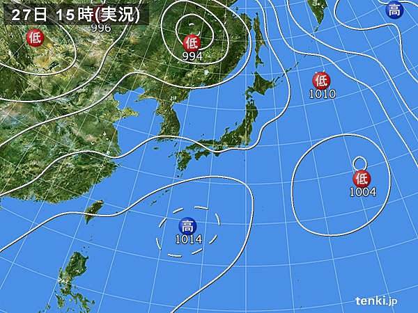 実況天気図(2015年07月27日)