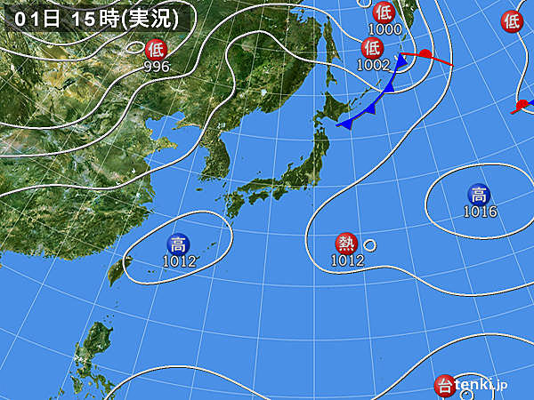 実況天気図(2015年08月01日)