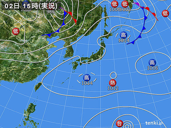 実況天気図(2015年08月02日)