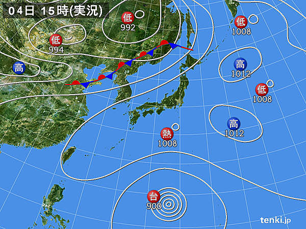 実況天気図(2015年08月04日)