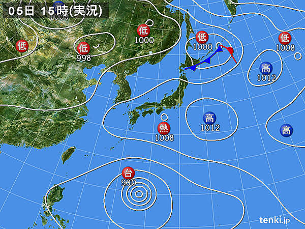 実況天気図(2015年08月05日)