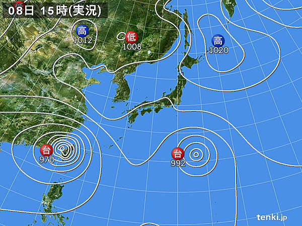実況天気図(2015年08月08日)