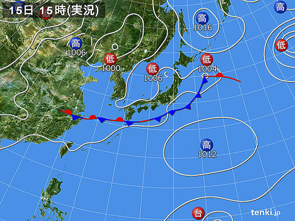 実況天気図(2015年08月15日)