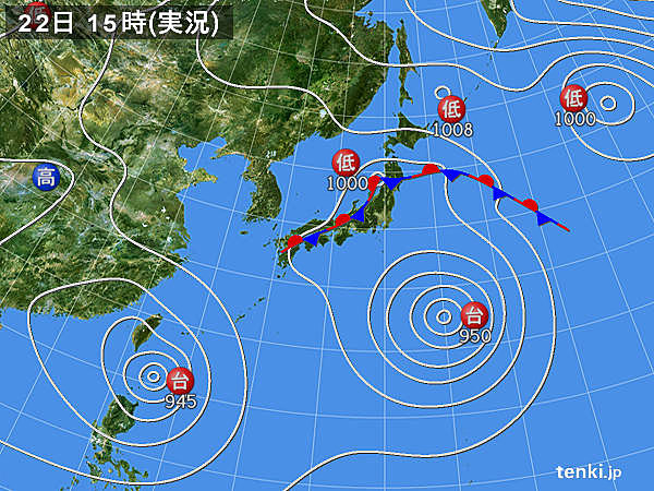実況天気図(2015年08月22日)