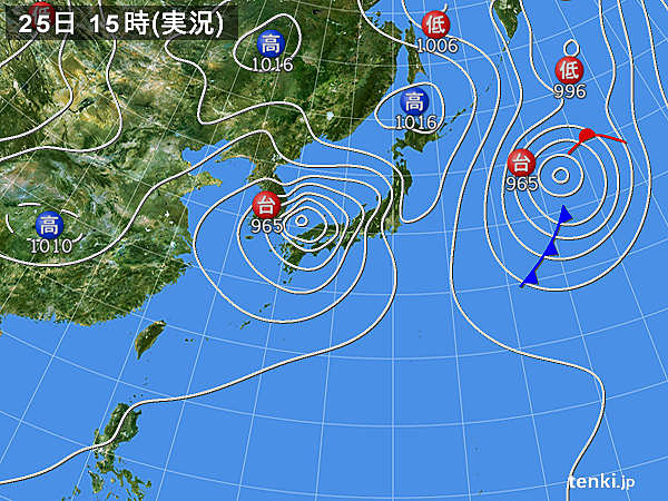 実況天気図(2015年08月25日)