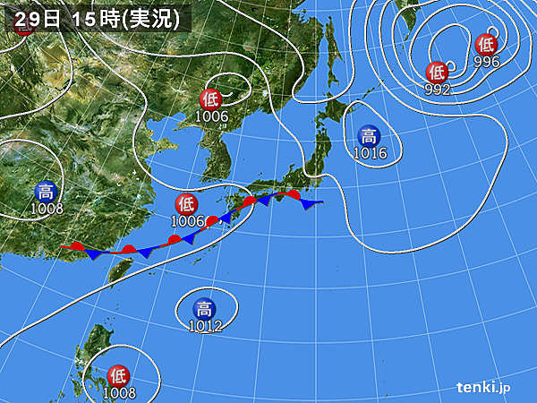 実況天気図(2015年08月29日)