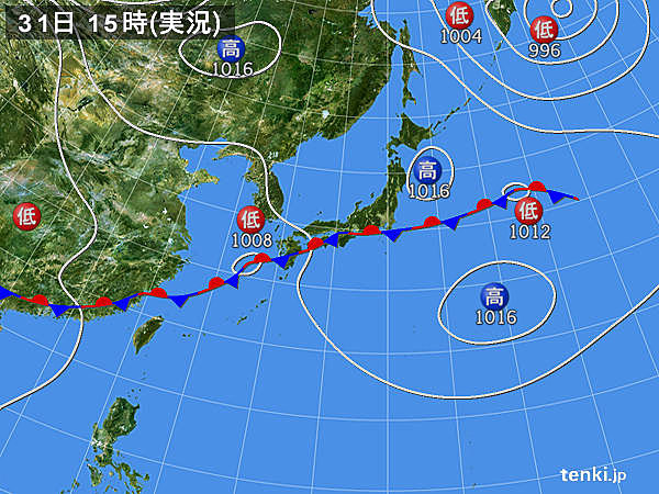 実況天気図(2015年08月31日)