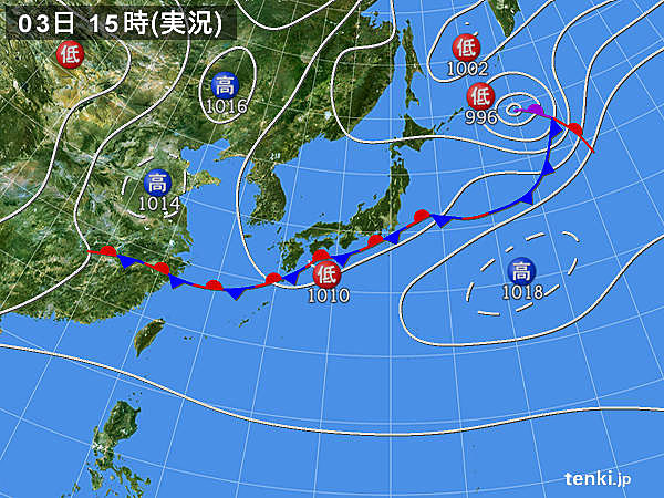 実況天気図(2015年09月03日)