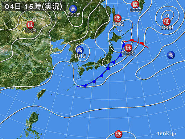 実況天気図(2015年09月04日)