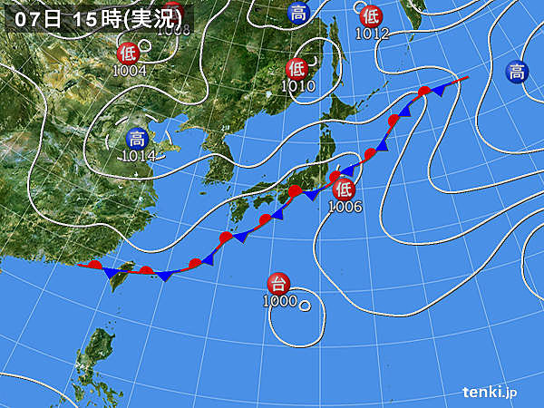 実況天気図(2015年09月07日)