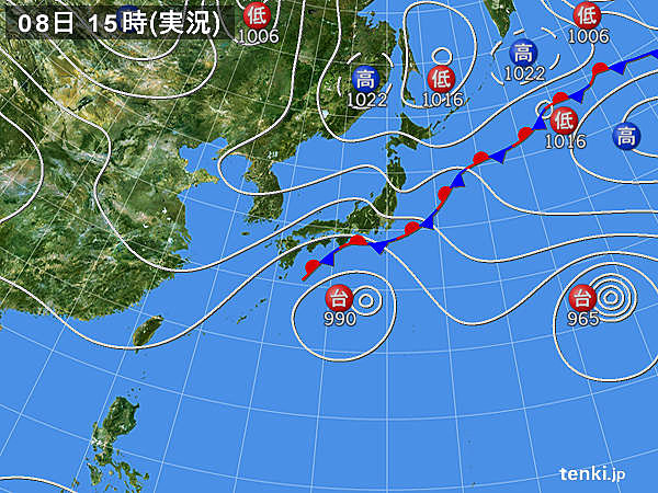 実況天気図(2015年09月08日)