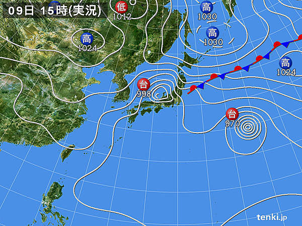 実況天気図(2015年09月09日)