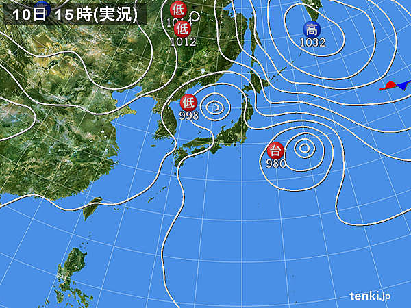 実況天気図(2015年09月10日)