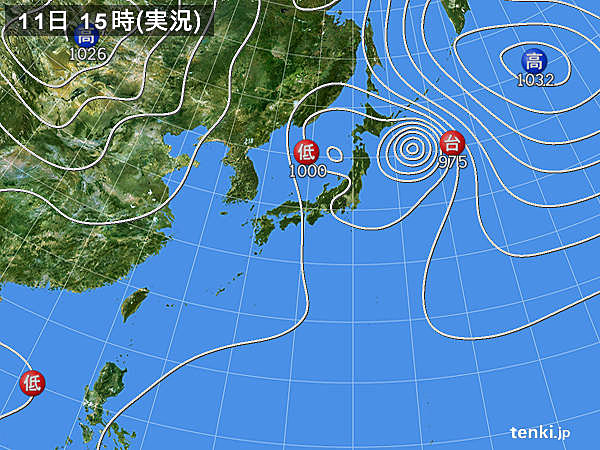 実況天気図(2015年09月11日)