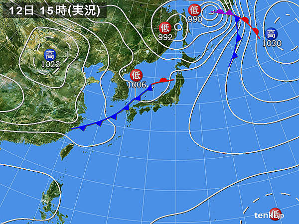 実況天気図(2015年09月12日)