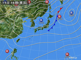 実況天気図(2015年09月14日)