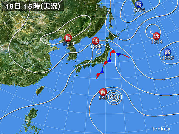 実況天気図(2015年09月18日)