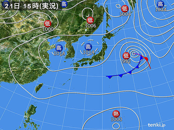 実況天気図(2015年09月21日)