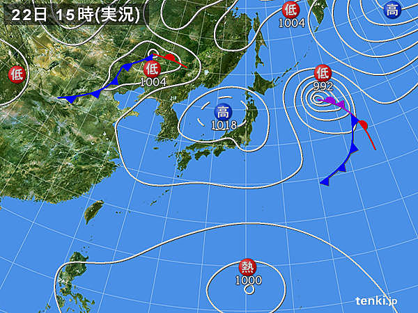 実況天気図(2015年09月22日)