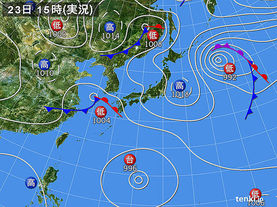 実況天気図(2015年09月23日)