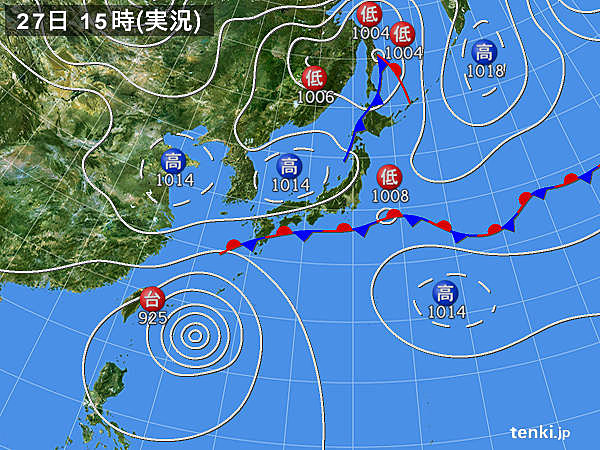 実況天気図(2015年09月27日)