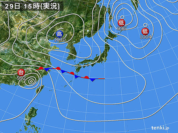 実況天気図(2015年09月29日)