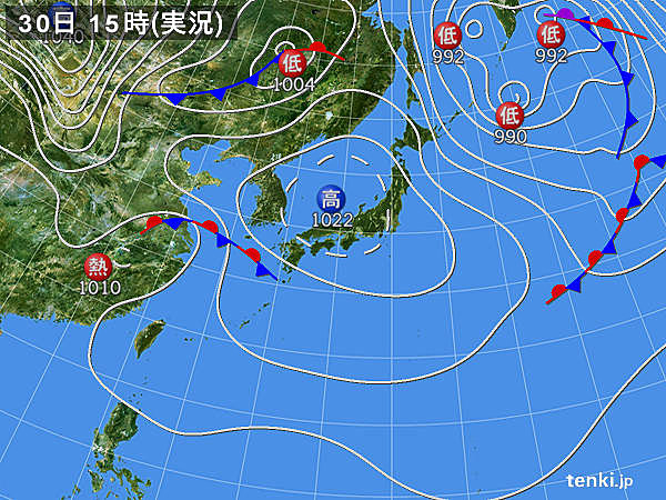 実況天気図(2015年09月30日)