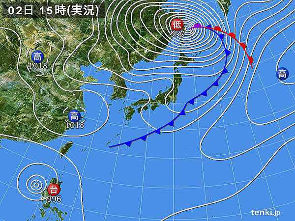 実況天気図(2015年10月02日)