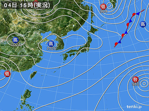 実況天気図(2015年10月04日)