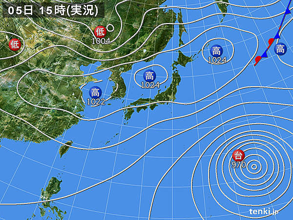 実況天気図(2015年10月05日)