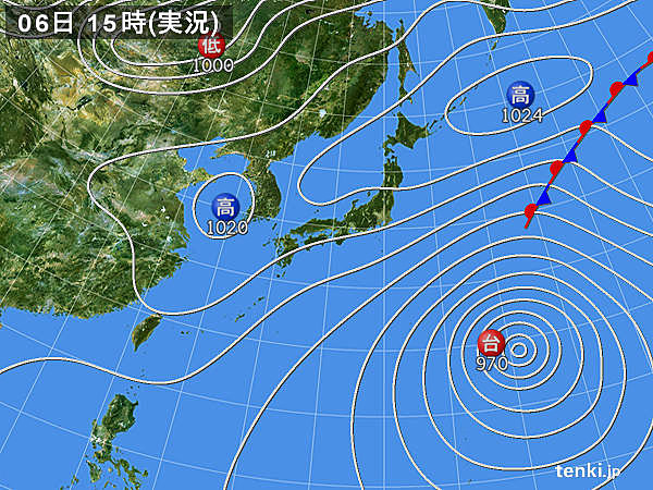 実況天気図(2015年10月06日)