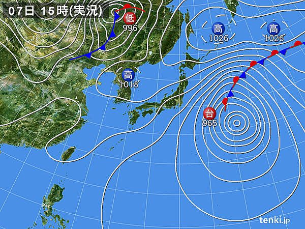 実況天気図(2015年10月07日)